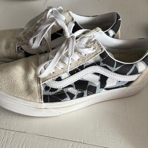 Vans Abstract Black and Cream Sneakers